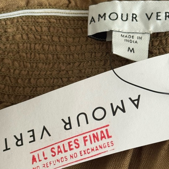 AMOUR VERT Smocked Embroidery Mini Dress Elm Green White Size M Sundress Sun - Picture 7 of 12